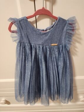 Mayoral Blue Tulle Layered Dress for Girls